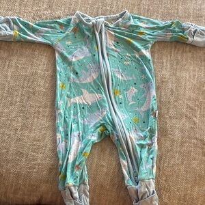 Little Sleepies Blue and White Footies One Piece